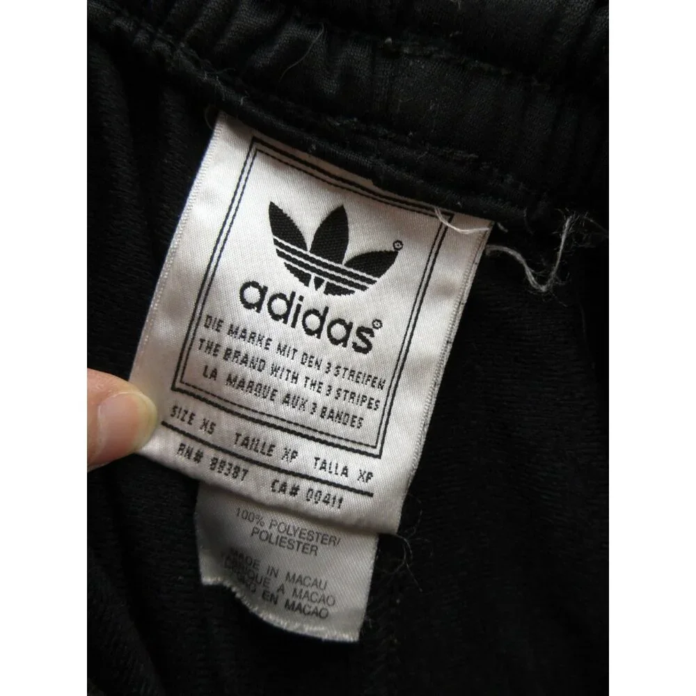 VINTAGE Adidas Pants XS Track Warm Up Trefoil Baggy Ankle Zip 90s Y2K*